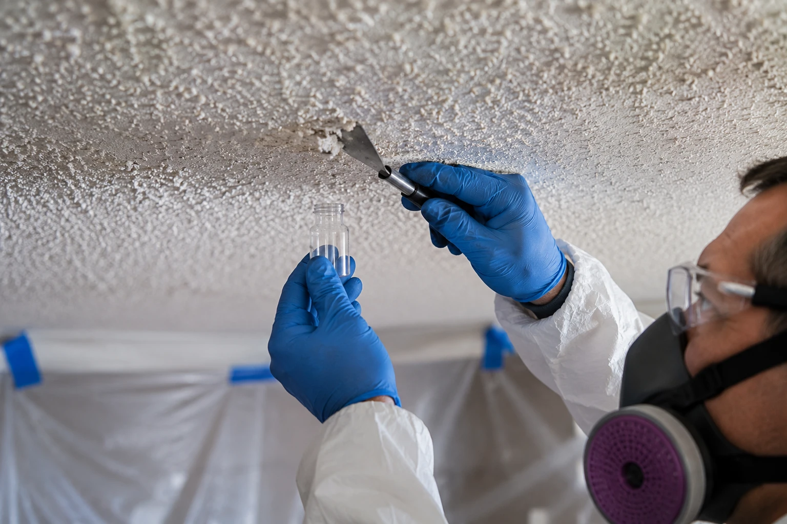 Asbestos testing of popcorn ceiling in Utah Valley home