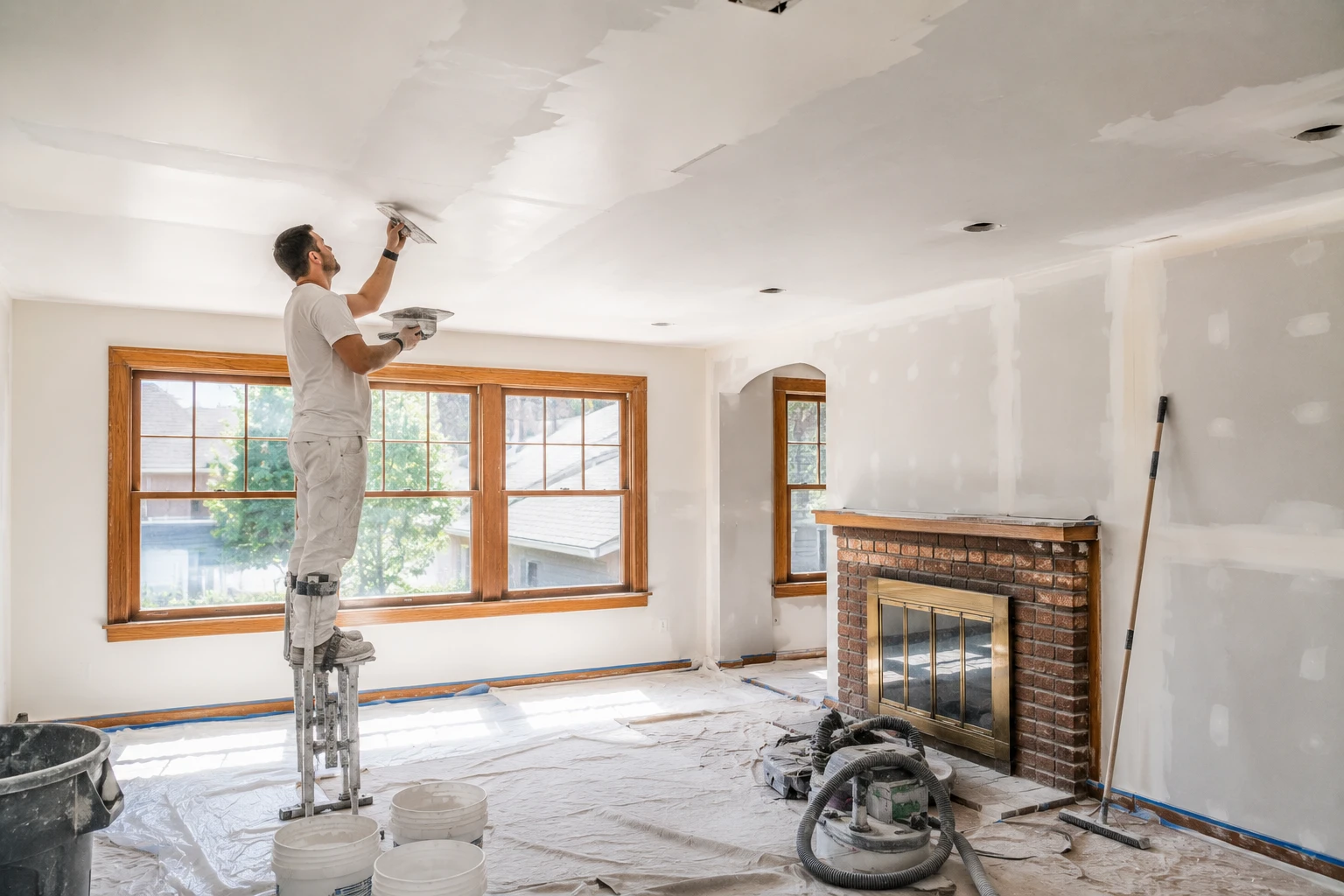 Drywall repair and skim coat in Utah Valley home