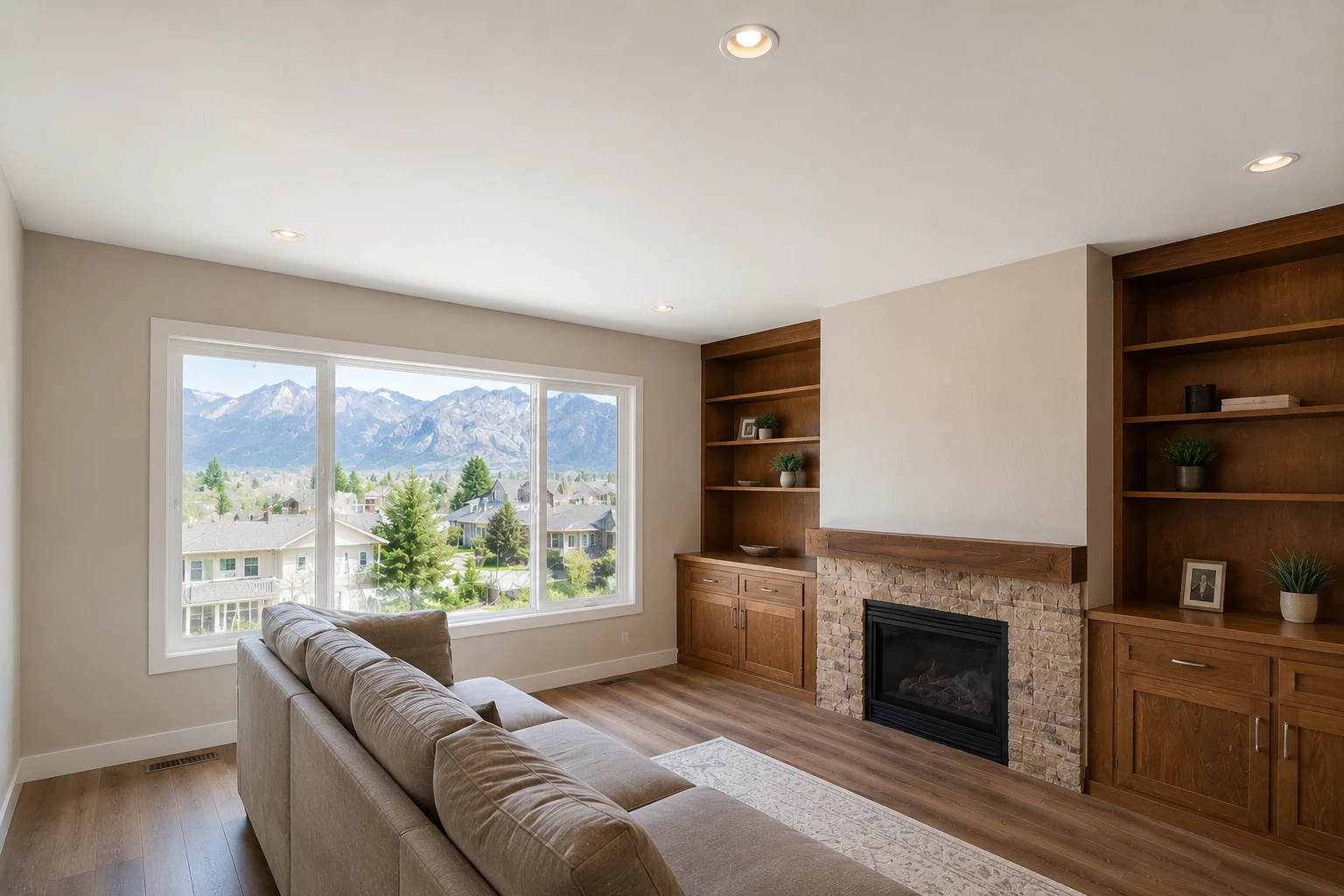 After: smooth ceiling in Utah Valley living room